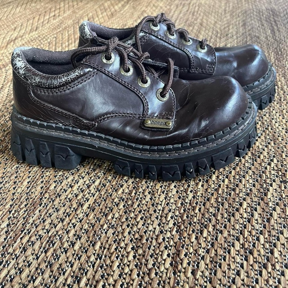 Vintage Bongo chunky brown platform oxford shoes